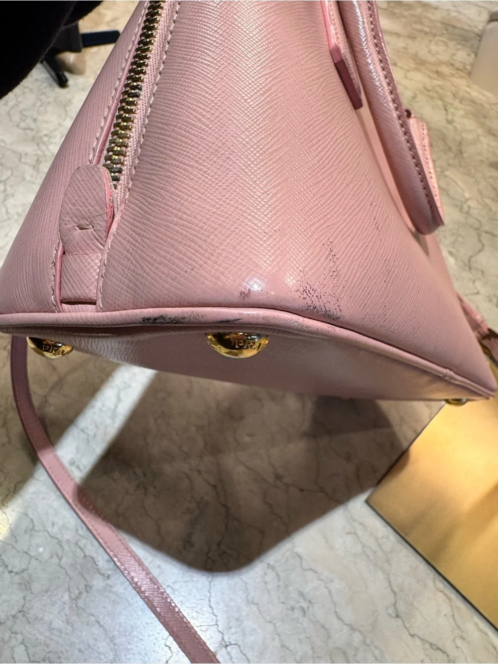 Prada Small Pink Promenade Bag, Gold Hardware